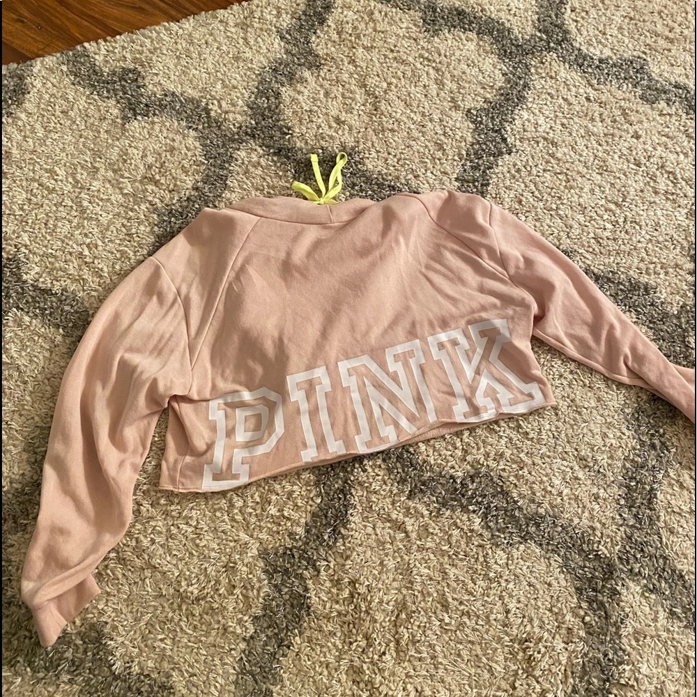 pink cropped hoodie